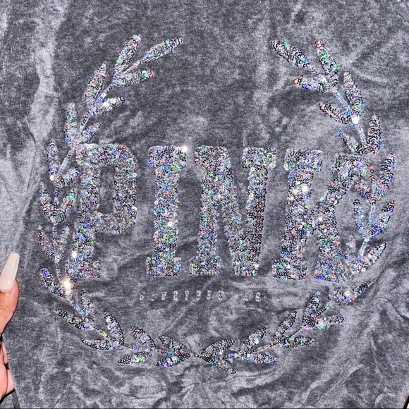 PINK velour zip up hoodie - Picture 3 of 3